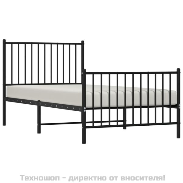 Метална рамка за легло с горна и долна табла, черна, 90x190 см