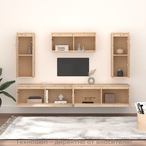 ТВ шкафове, 5 бр, бор масив
