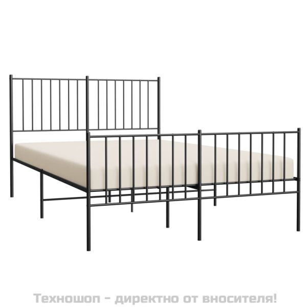 Метална рамка за легло с горна и долна табла, черна, 120x190 см