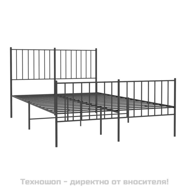 Метална рамка за легло с горна и долна табла, черна, 120x190 см