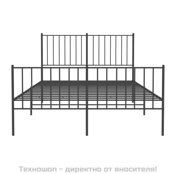 Метална рамка за легло с горна и долна табла, черна, 120x190 см
