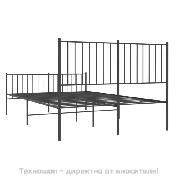 Метална рамка за легло с горна и долна табла, черна, 120x190 см