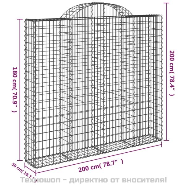 Габионни кошници арка 3 бр 200x50x180/200 см поцинковано желязо