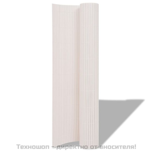 Двустранна градинска ограда, 90x500 см, бяла