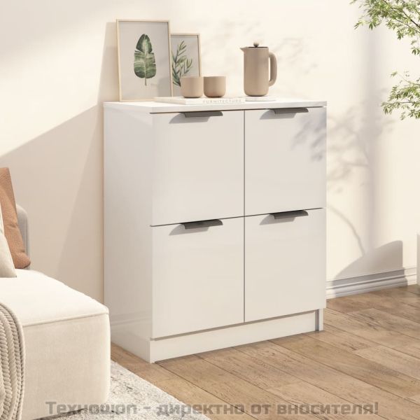 Сайдборд, бял, 60x30x70 см, инженерно дърво