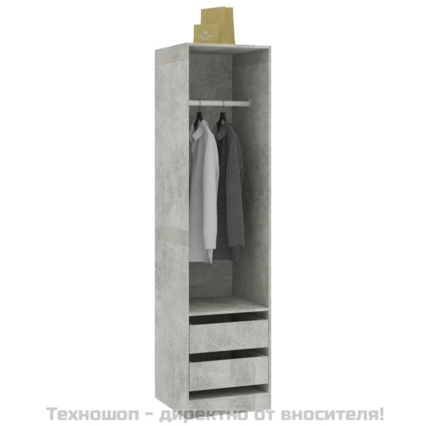 Гардероб с чекмеджета бетонно сив 50x50x200 см инженерно дърво