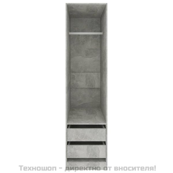 Гардероб с чекмеджета бетонно сив 50x50x200 см инженерно дърво