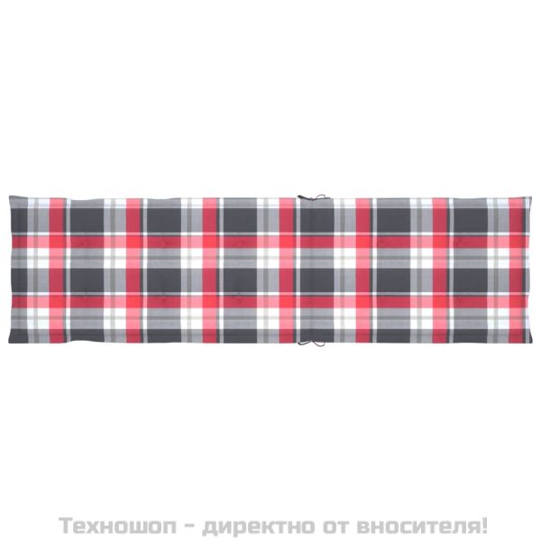 Възглавница за стол шезлонг червено каре (75+105)x50x4 см