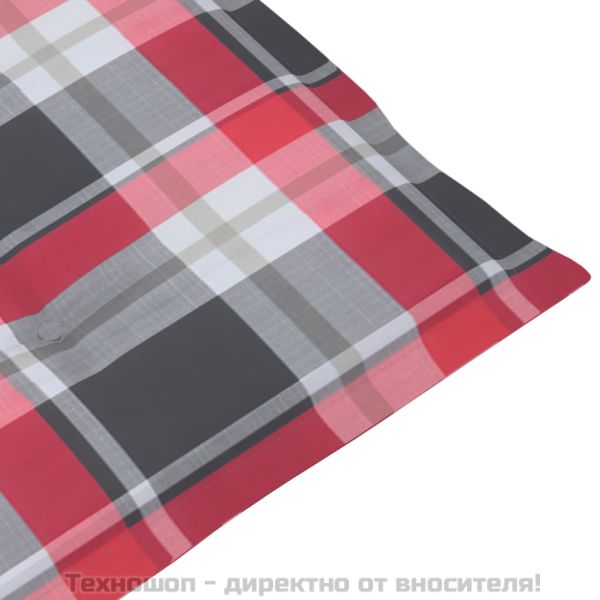 Възглавница за стол шезлонг червено каре (75+105)x50x4 см
