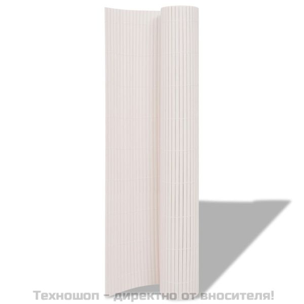 Двустранна градинска ограда, 90x300 см, бяла