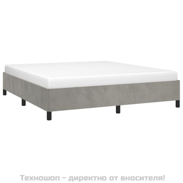 Рамка за легло без матрак, светлосива, 160x200 см, кадифе