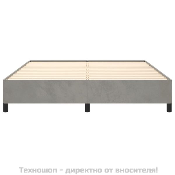 Рамка за легло без матрак, светлосива, 160x200 см, кадифе