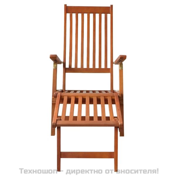 Градински шезлонг, подложка за крака, възглавница, акация масив
