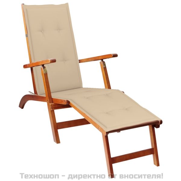 Възглавница за стол шезлонг бежова (75+105)x50x4 см