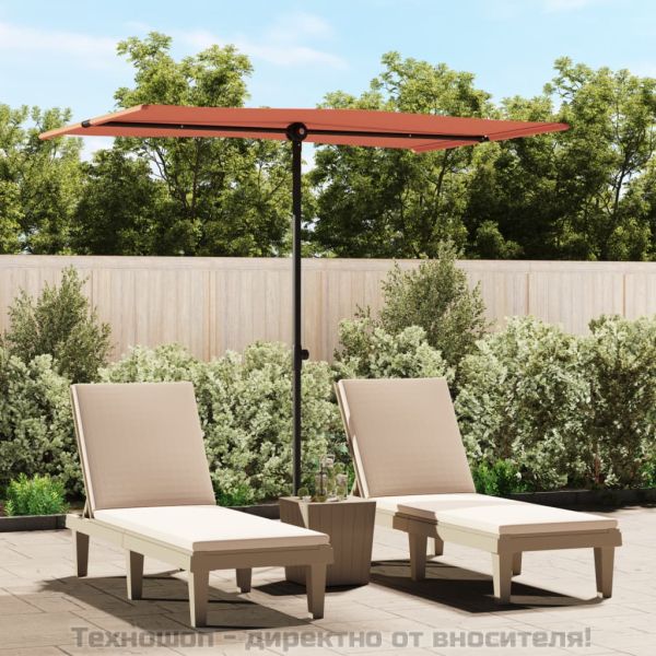 Градински чадър с алуминиев прът, 2x1,5 м, теракота