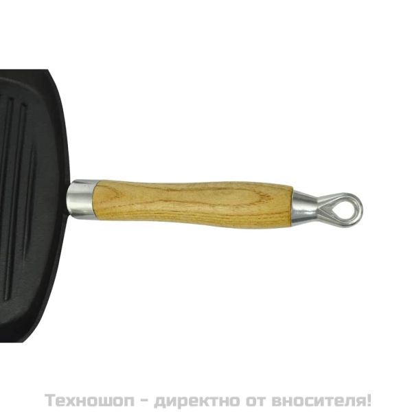 Чугунен грил тиган с дървена дръжка, 20x20 см