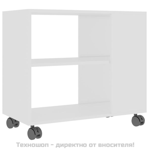 Странична маса, бяла, 70x35x55 см, инженерна дървесина