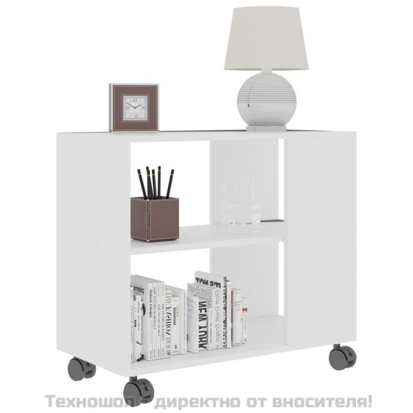 Странична маса, бяла, 70x35x55 см, инженерна дървесина