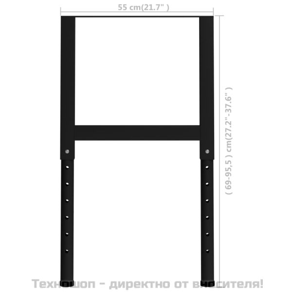 Подвижни рамки за работна маса метал 2 бр 55x(69-95,5) см черни