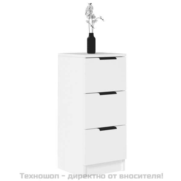 Сайдборд, бял, 30x30x70 см, инженерно дърво