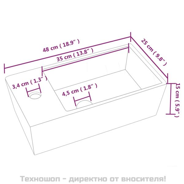Мивка бяла 48x25x15 см керамика