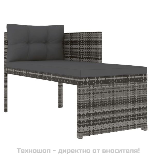 Градински трапезен комплект 4 части с възглавници сив полиратан