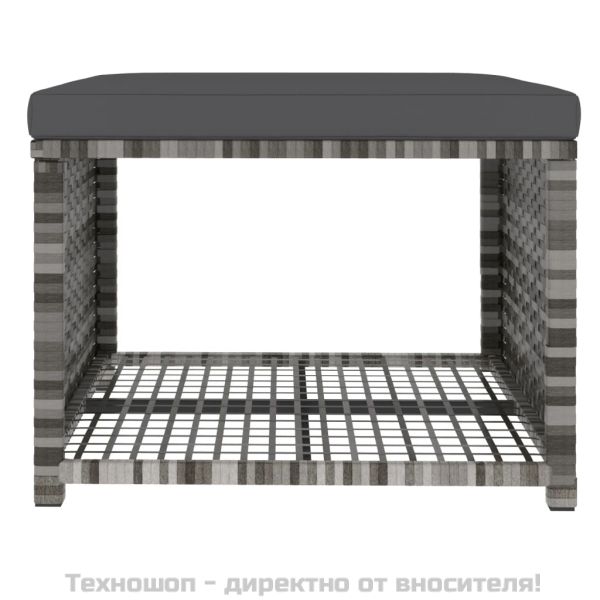 Градински трапезен комплект 4 части с възглавници сив полиратан