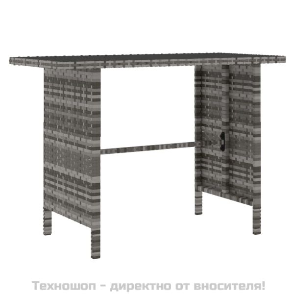 Градински трапезен комплект 4 части с възглавници сив полиратан