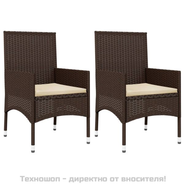 Градински комплект с възглавници, 4 части, кафяв, полиратан