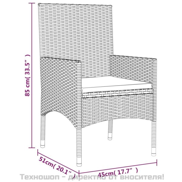Градински комплект с възглавници, 4 части, кафяв, полиратан