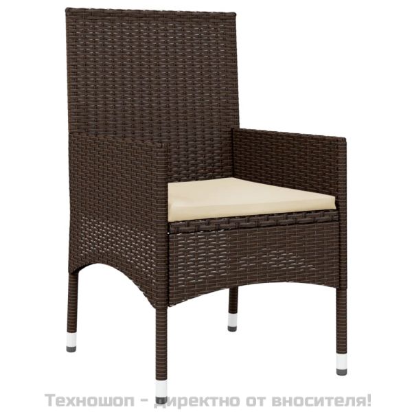 Градински комплект с възглавници, 4 части, кафяв, полиратан