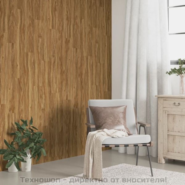 Стенни панели, с вид на дърво, кафяви, PVC, 2,06 м²