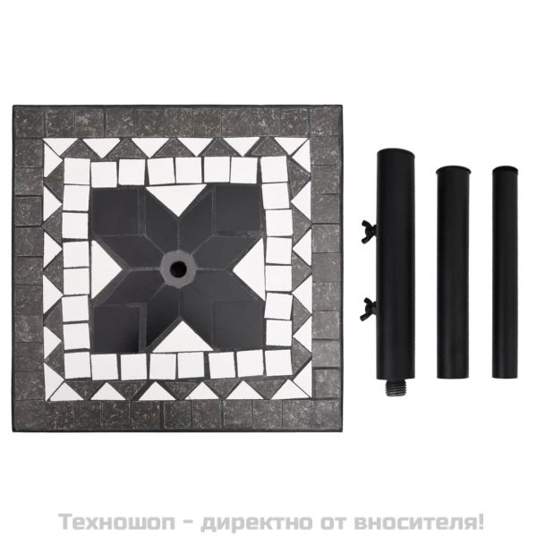 Основа за чадър, черно и бяло, квадратна, 12 кг