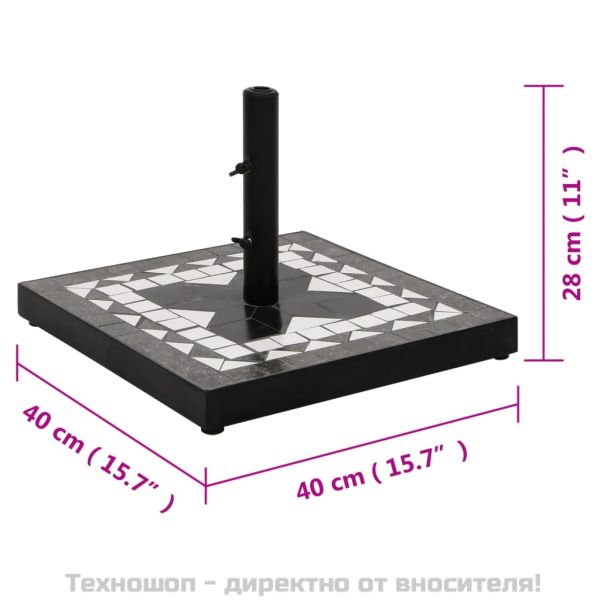 Основа за чадър, черно и бяло, квадратна, 12 кг