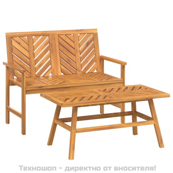 Градински лаундж комплект от 2 части, акациево дърво масив