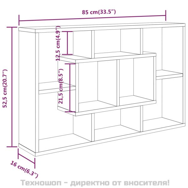 Стенен рафт, черен, 85x16x52,5 см, инженерно дърво