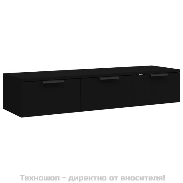 Стенен шкаф, черен, 102x30x20 см, инженерно дърво