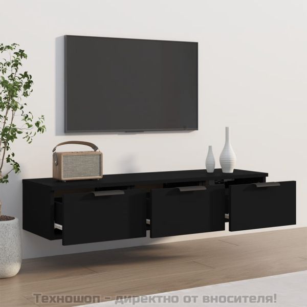 Стенен шкаф, черен, 102x30x20 см, инженерно дърво