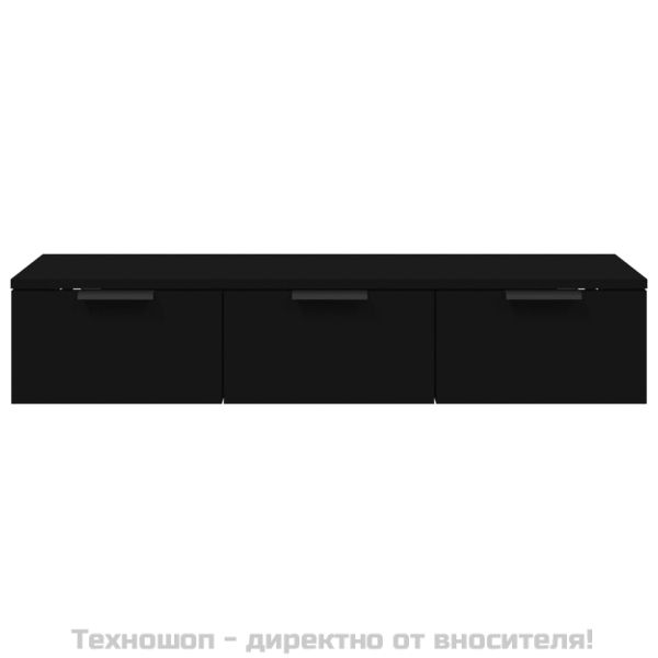 Стенен шкаф, черен, 102x30x20 см, инженерно дърво