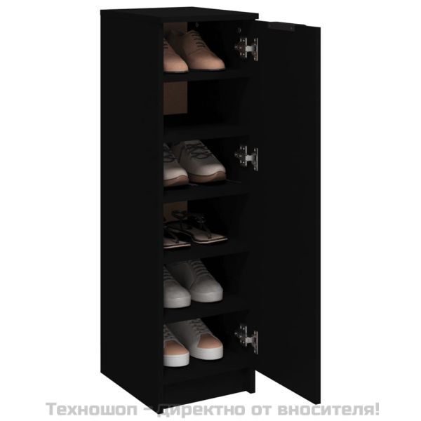 Шкаф за обувки, черен, 30x35x100 см, инженерно дърво