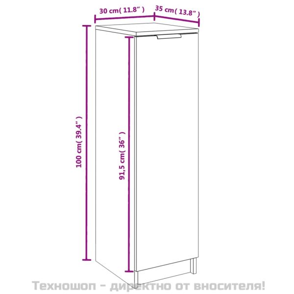Шкаф за обувки, черен, 30x35x100 см, инженерно дърво