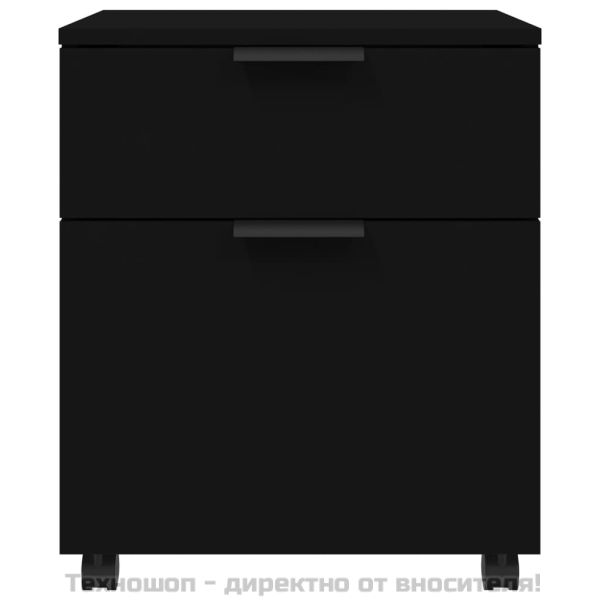 Мобилен архивен шкаф с колела черен 45x38x54 см инженерно дърво