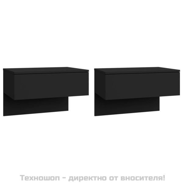 Нощни шкафчета за стенен монтаж, 2 бр, черни