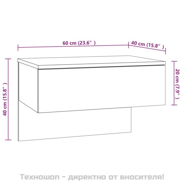 Нощни шкафчета за стенен монтаж, 2 бр, черни