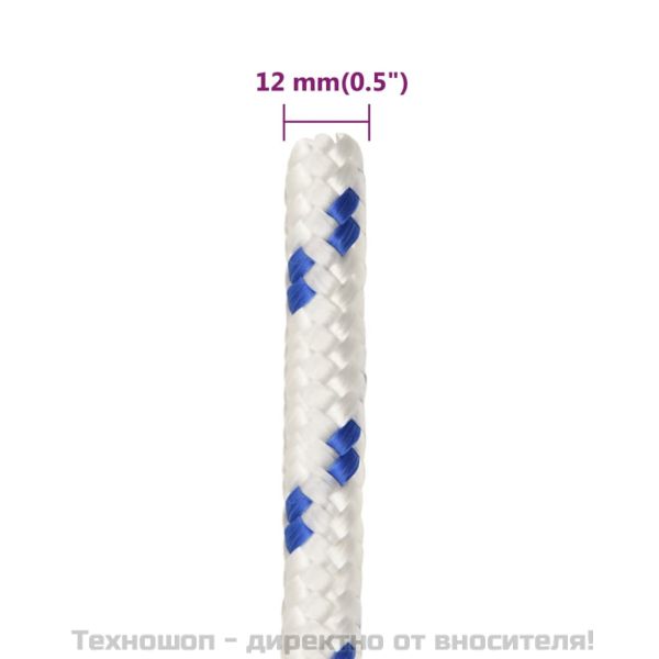 Въже за лодка бяло 12 мм 100 м полипропилен