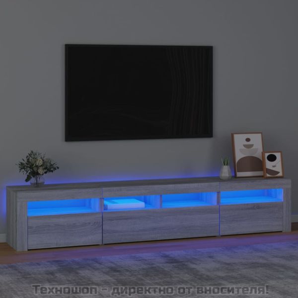 ТВ шкаф с LED осветление, сив сонома, 210x35x40 см