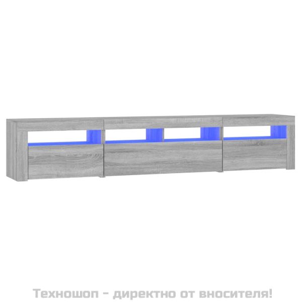 ТВ шкаф с LED осветление, сив сонома, 210x35x40 см