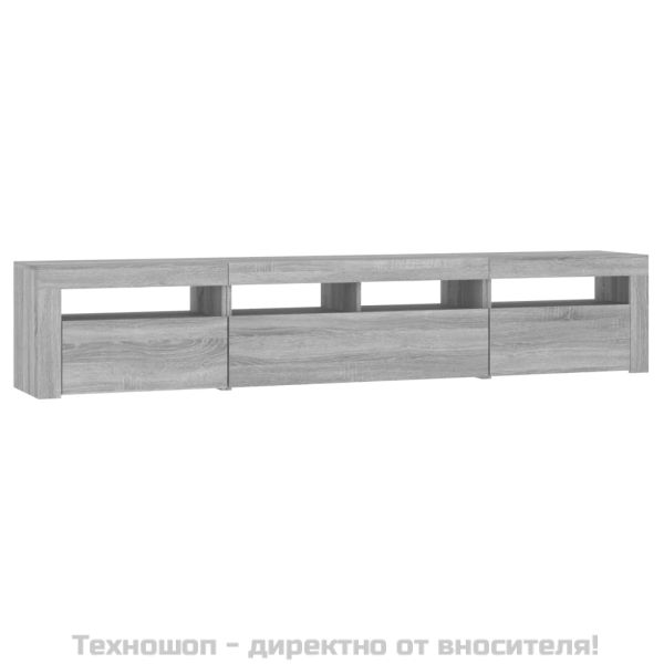 ТВ шкаф с LED осветление, сив сонома, 210x35x40 см