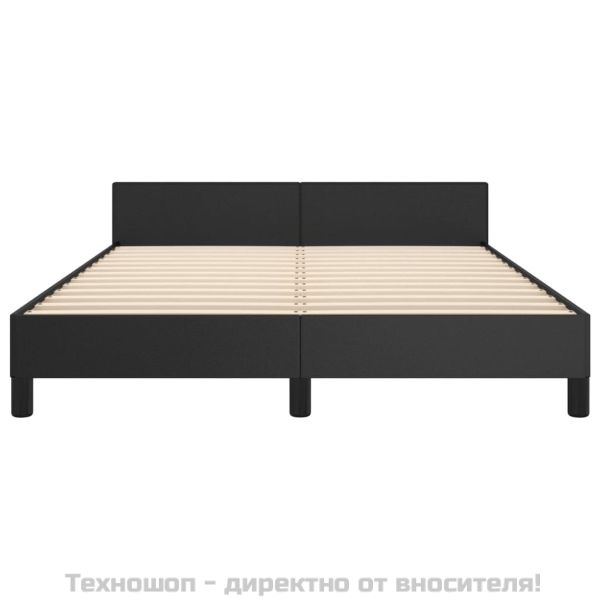 Рамка за легло с табла, черна, 140x200 см, изкуствена кожа