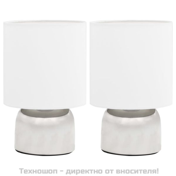 Настолни лампи, 2 бр, сензорен бутон, бели, E14